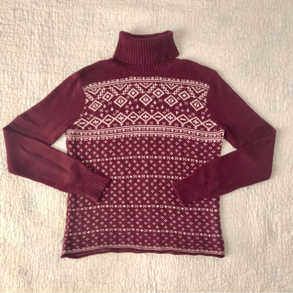 OshKosh, Vintage, Cashmere / Cotton Blend, ,Turtleneck Sweater Fair Isle Pattern